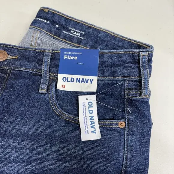 Old Navy Women's Size 12 Higher High-Rise Flare Jeans Secret Smooth Pockets New - Picture 5 of 14